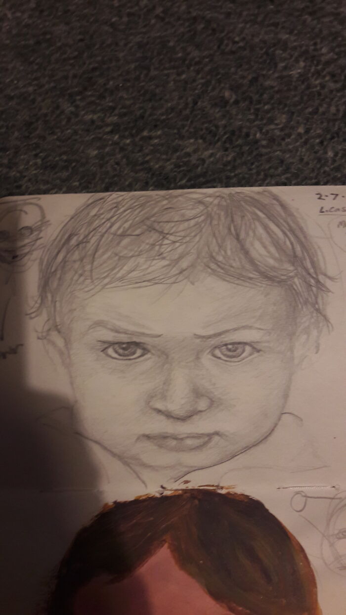 A Pencil Sketch Of My Wee Fella With His Classic Grumpy Look!
