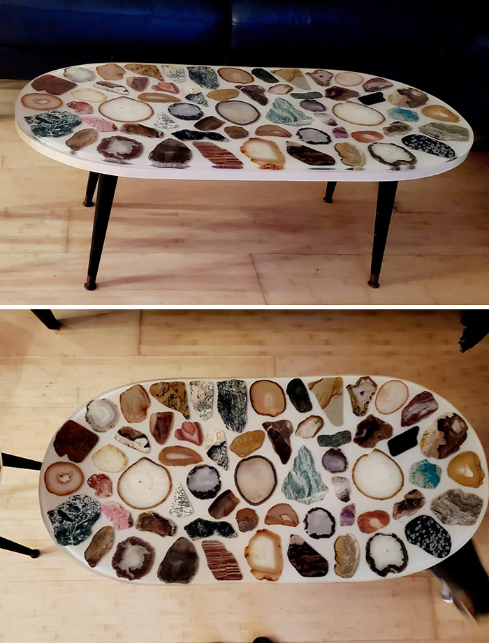 Scored This Evening Off Of Market Place. Mid Century Table With Geode Slices