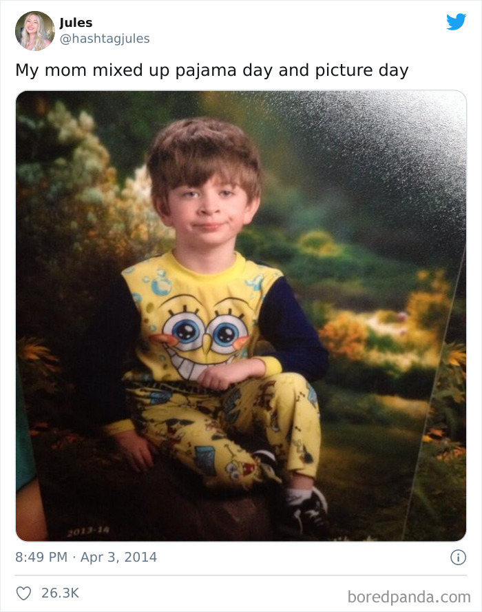 Mi madre confundió el día del pijama y el de las fotos
