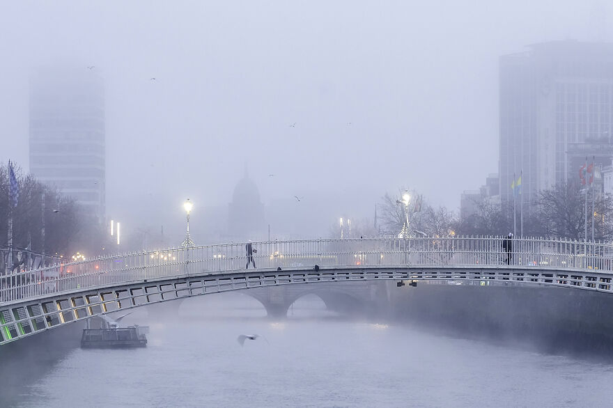 Beautiful Foggy Morning In Dublin City