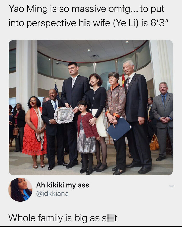 Yao Ming's Family Compared To The Average Persons Height