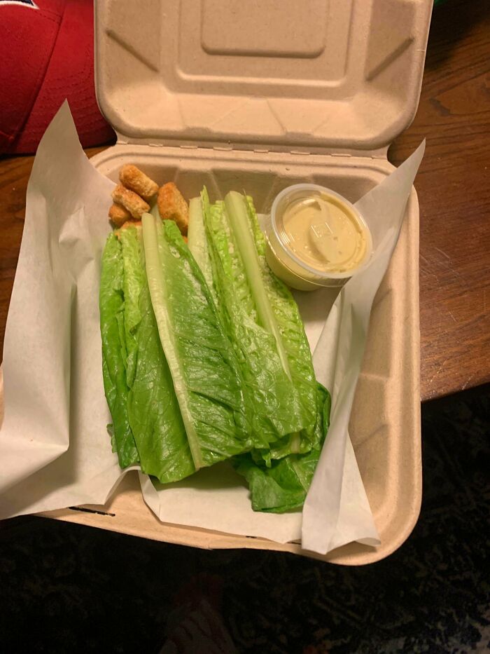 Ordered Caesar Salad For $15 From One Of The Local Restaurants