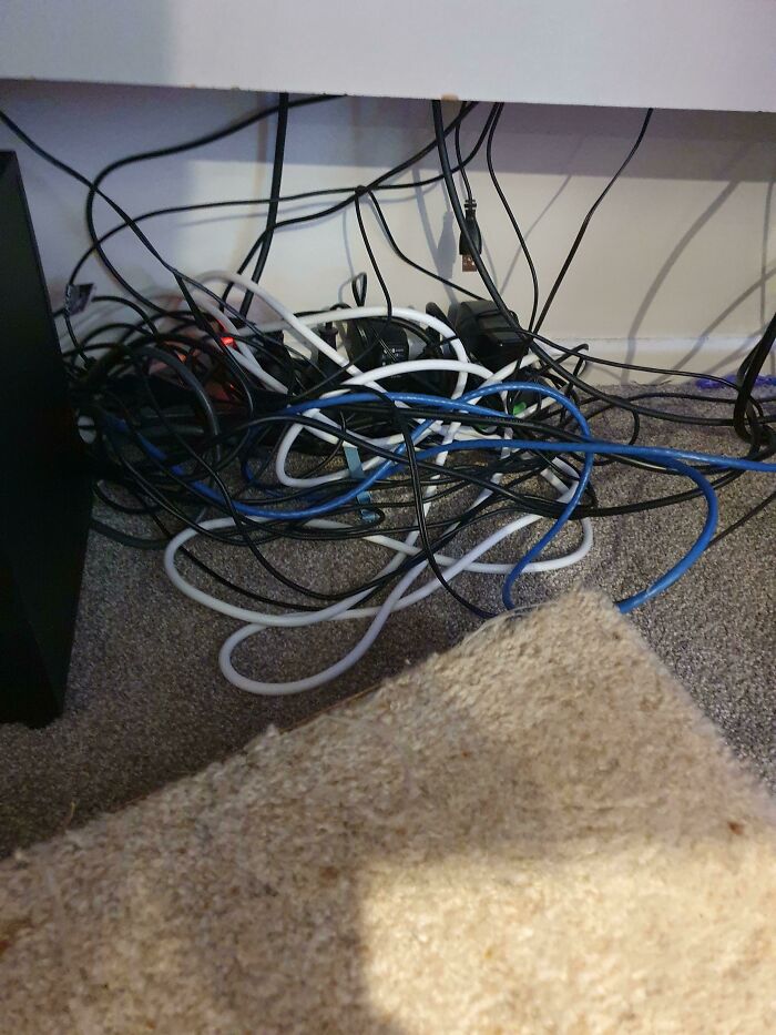 My Husband's Delicious Cable Management And He Works In It
