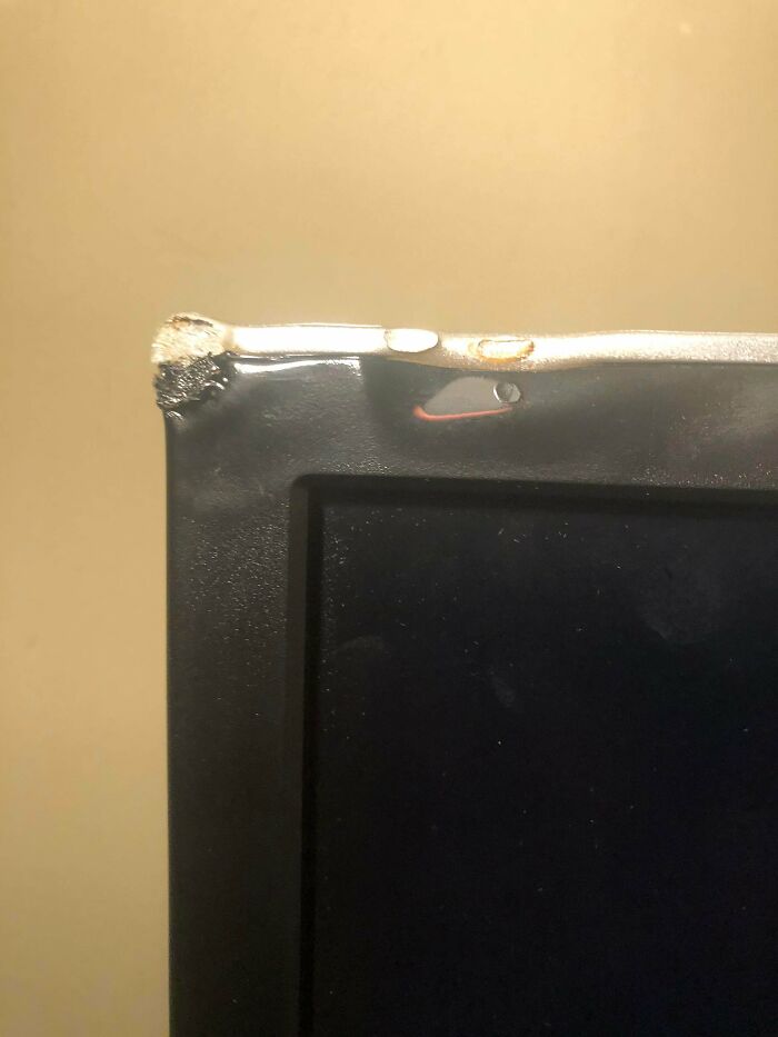 Melted Monitor. “But I Have To Have A Lamp At My Desk. I Just Push It Behind My Monitor Because It’s Too Bright”
