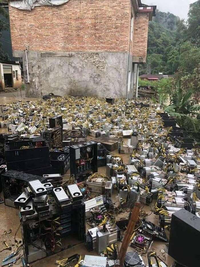 Yikes... Flooded Bitcoin Mining Farm
