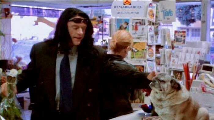 Til In The Flower Shop Scene In 'The Room' (2003), Tommy Wiseau Didn't Immediately Notice The Dog On The Counter. Greg Sistero Says In His Book 'The Disaster Artist', Wiseau Improvised The "Hi Doggy" Line, & Later Asked The Flower Shop Owner, Who Was Playing Herself, If The Dog Was Real. (Xpost Til)