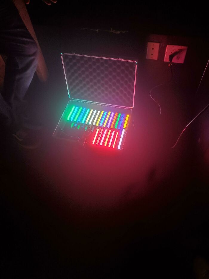 Taking Quotes For A New Neon Sign For The Bar I Work At And One Of The Companies Brought Their Neon Pallet