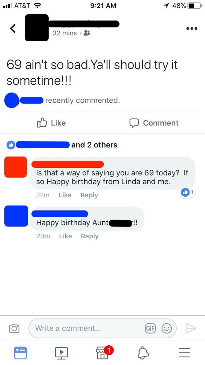 My Great Aunt's 69th Birthday Is Today