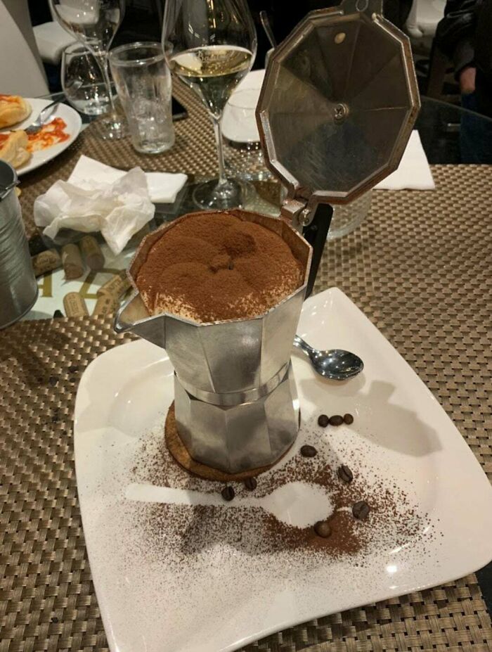 Tiramisu Served In A Coffee Maker
