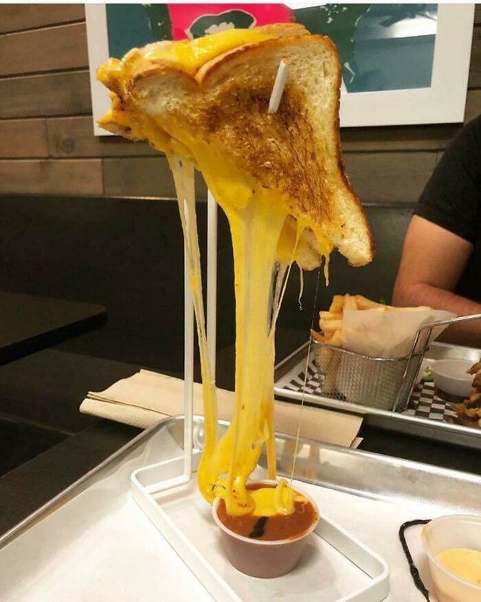 Grilled Cheese On A Skewer. Looks Delicious But What’s Up With The Presentation?