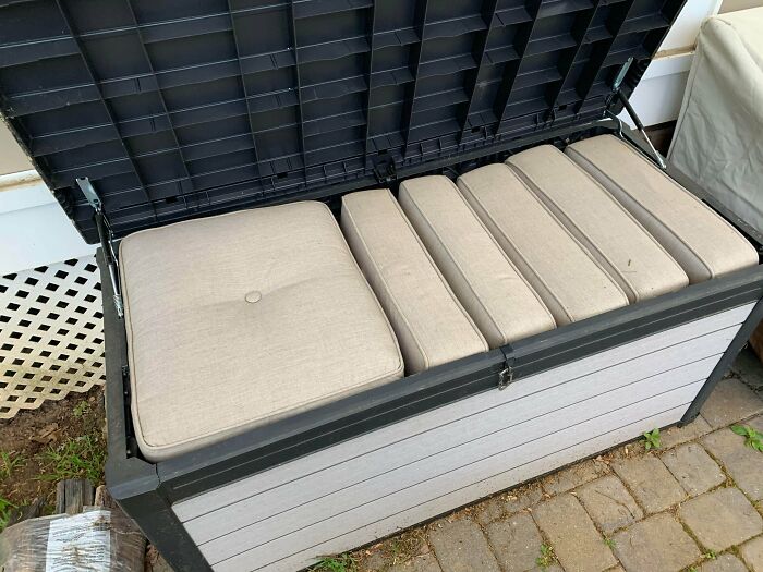 Bought This Storage Box For Our Seat Cushions Thinking It Was More Than Big Enough, This Is Every Cushion