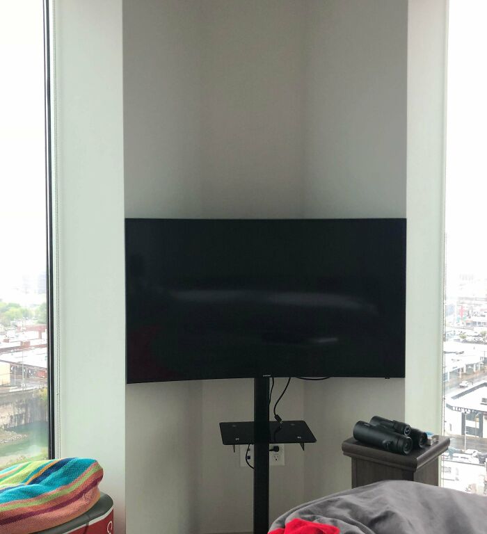 My Curved TV In The Corner Of My Bedroom
