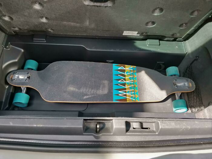 The Way My Longboard Fits Into The Compartment In My Trunk