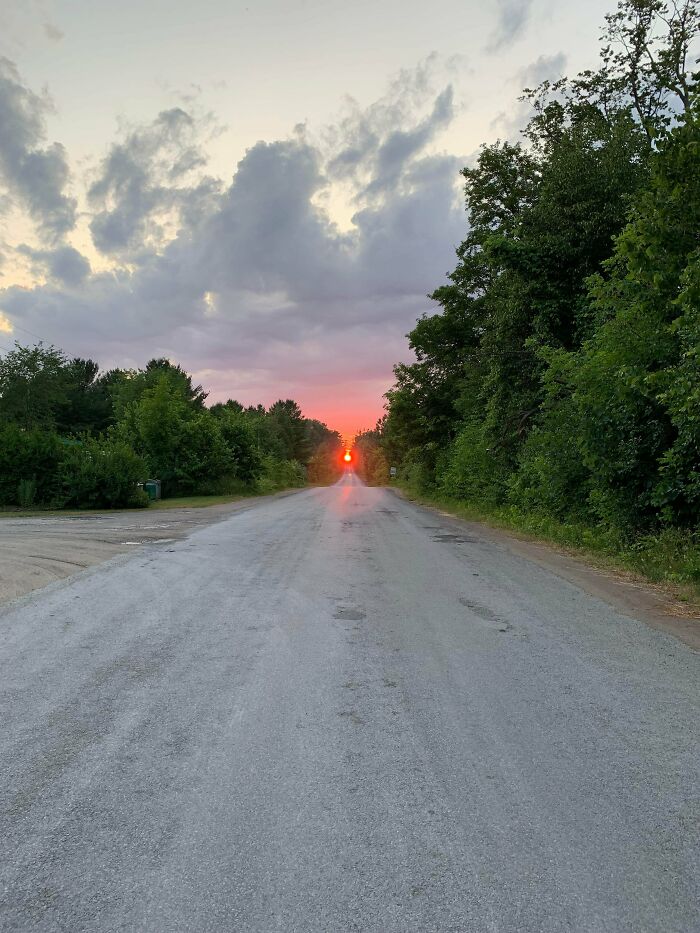 The Sun Fit Perfectly With The Road At A Camping Spot I Go To Every Summer