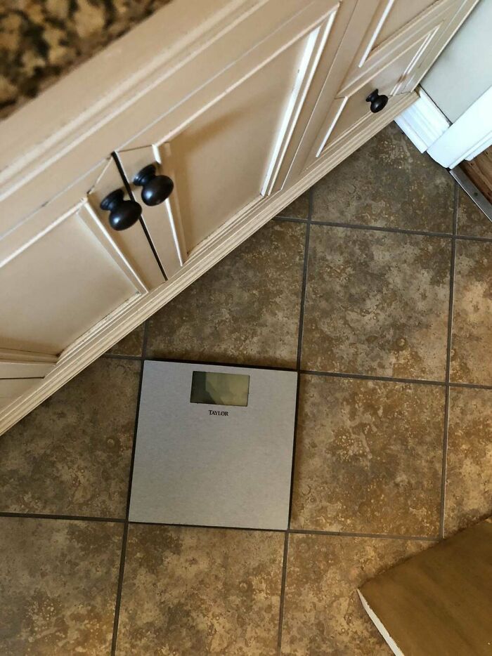 The Size Of My Bathroom Tiles Compared To My Scale