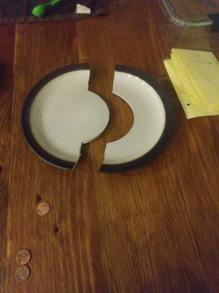 Plate Broke In Weird Satisfying Shape