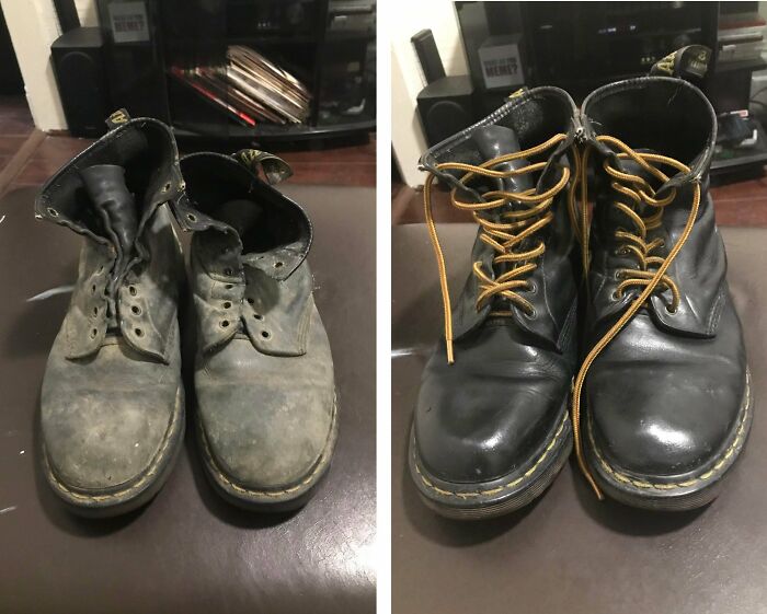 I Restored A Beat To Hell Old Pair Of Doc Martens I Found Lying Around My Neighborhood.