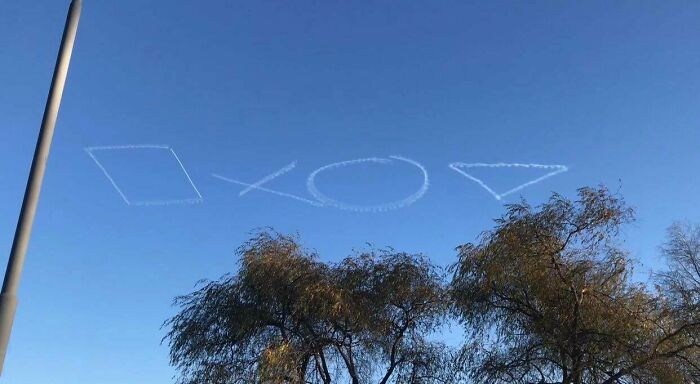 Planes Flew Over My School And Made The Playstation Logo In The Sky Today!