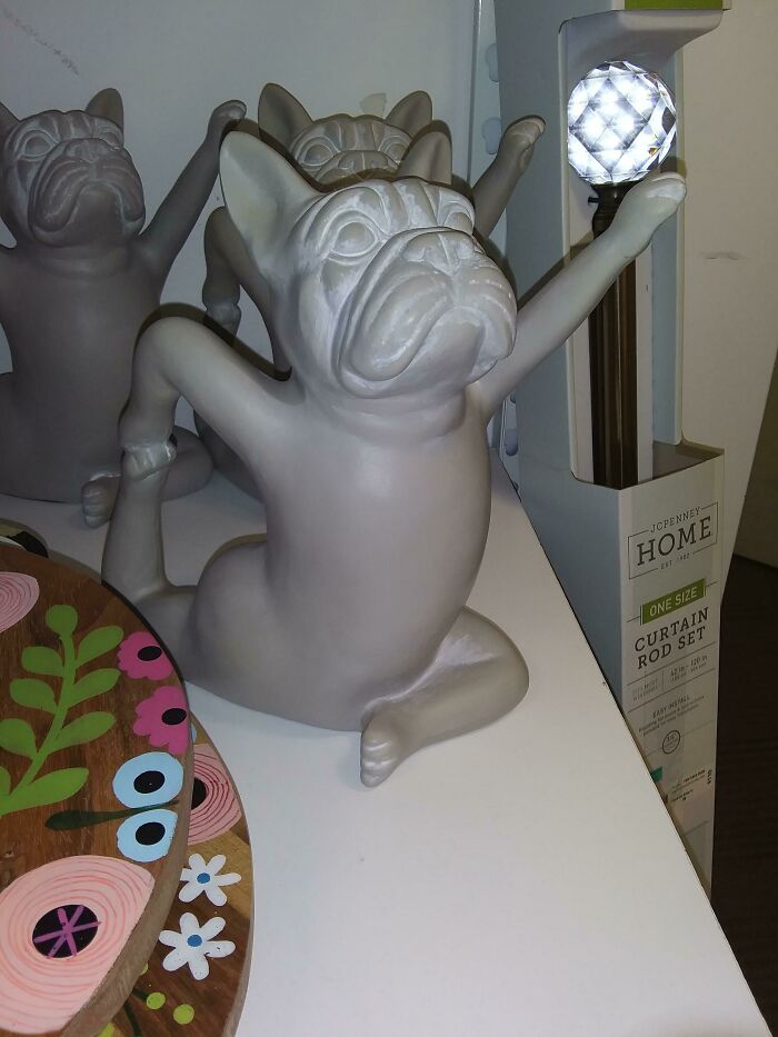 I Found A Statue Of A Dog Doing Yoga At A Mall