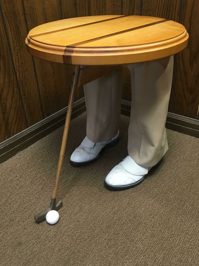 Three-Legged Table That My Boss Found And Put In My Office