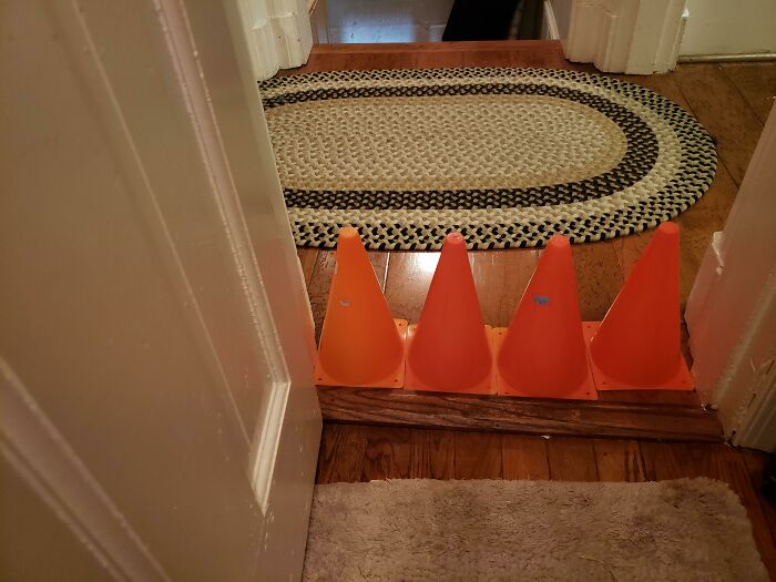 Our 4-Year-Old Set This Up While I Was In The Bathroom And Then Proudly Announced That I Was Trapped