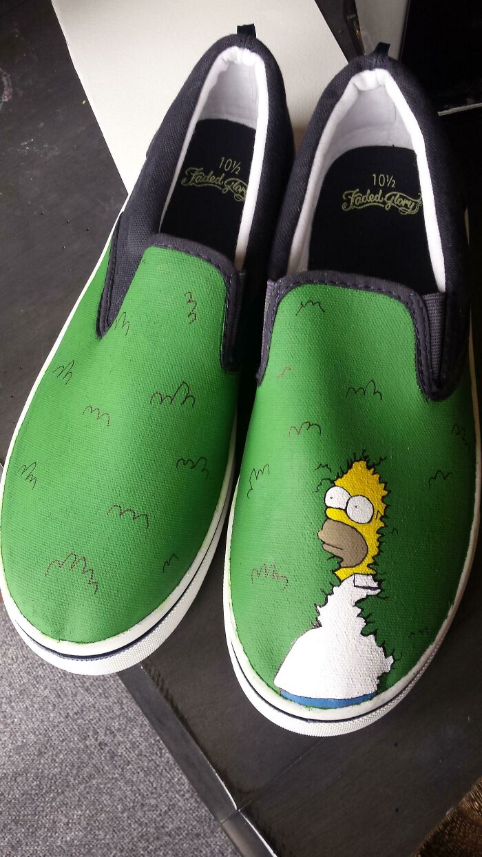 Simpsons Shoes I Painted For A Christmas Gift