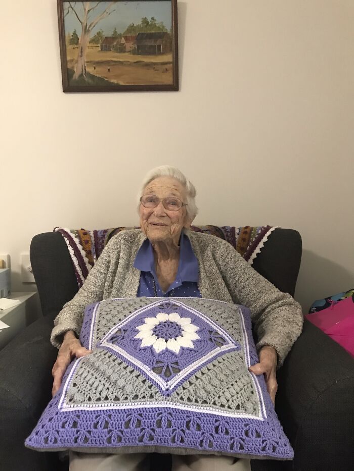 My Grandma’s Face When She Opened The Gift I Crocheted For Her..