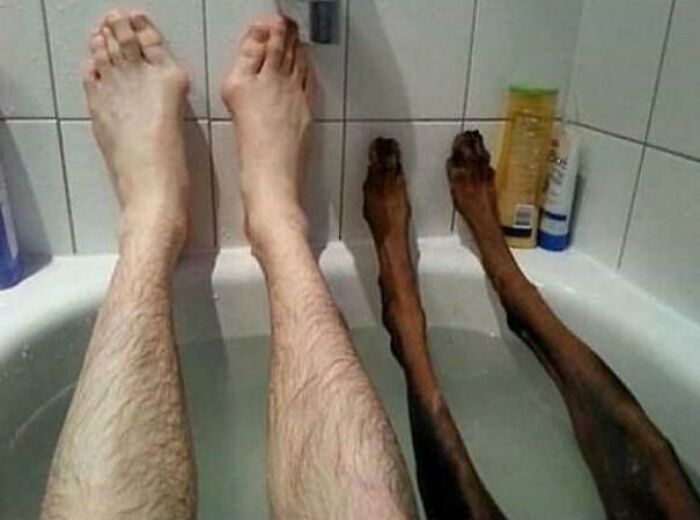 Man Taking Bath With Burnt Corpse