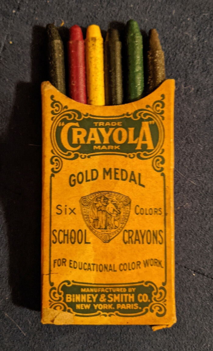 Found These 110 Year Old Crayolas In The Back Of A Family Secretary Desk. The Pack Still Has The Crayons