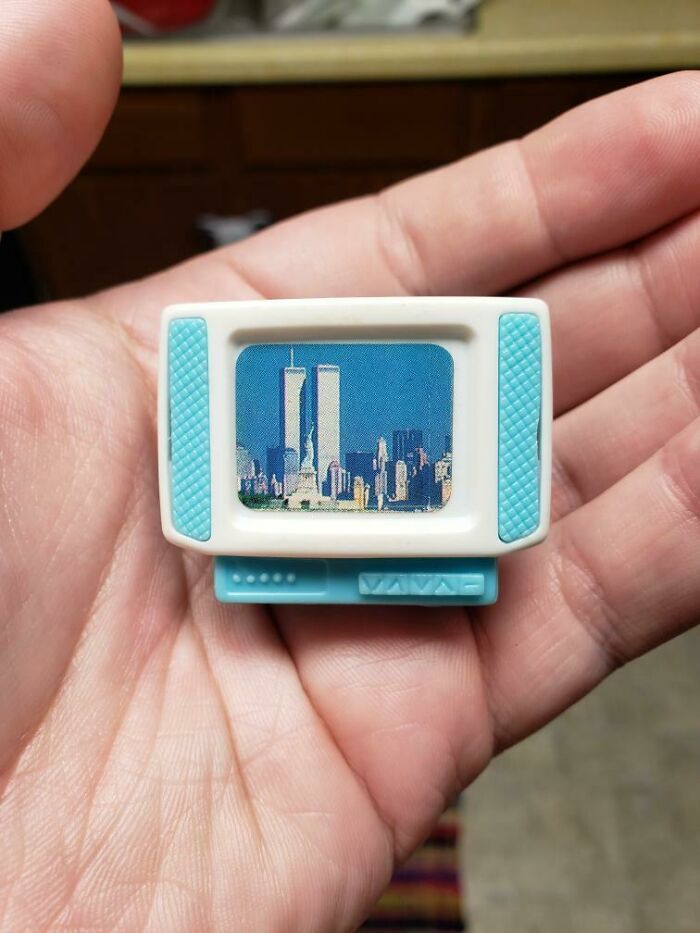 My Brother Found My Old Dollhouse TV Displaying The Twin Towers