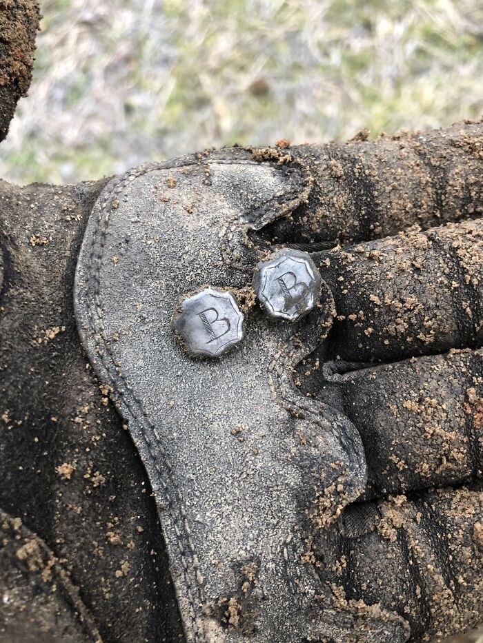 Silver Cuff Links I Found Today While Pit Digging. 1700’s. Found In Virginia