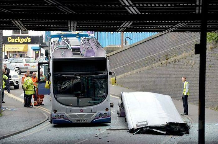 Bus In Rochdale, UK Gets Roof Taken Clean Off, Somehow No-One Died