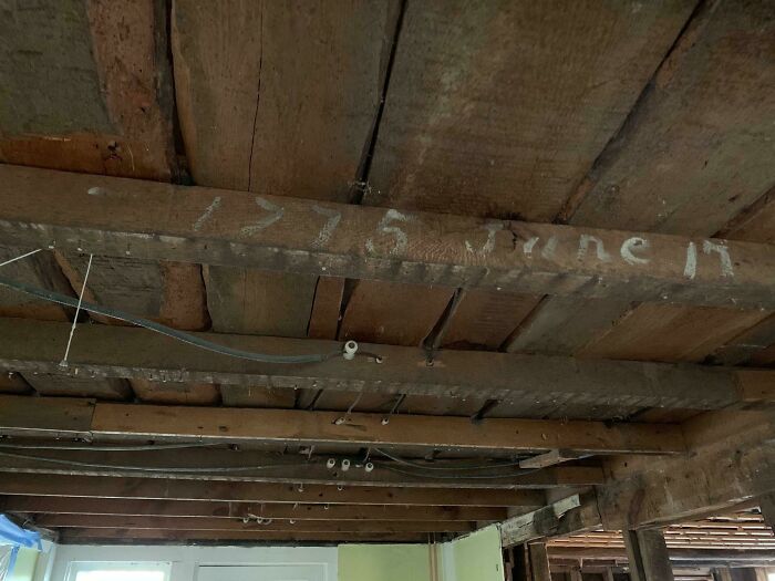 Architect Friends Found This Beam In An Old House In Massachusetts, The Date Is The Battle Of Bunker Hill