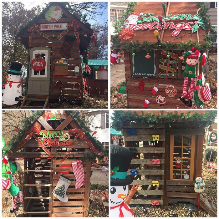 Repurposed A Friends Swingset That Was Destroyed By Storm To Build This Christmas House