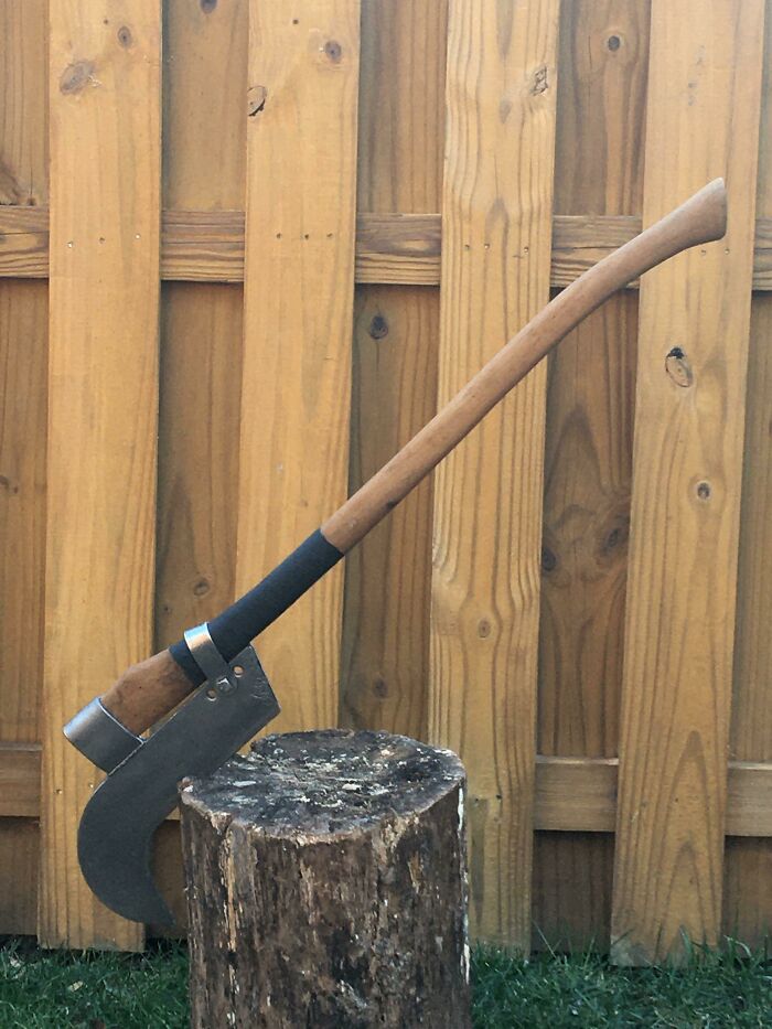 Hand made weapon in a stump