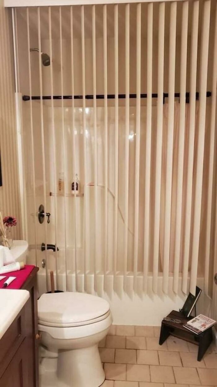 This Shower Has Blinds Instead Of Curtains