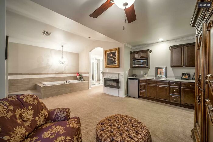 Is This A Master Bathroom? A Kitchen? Why Is There Carpet?