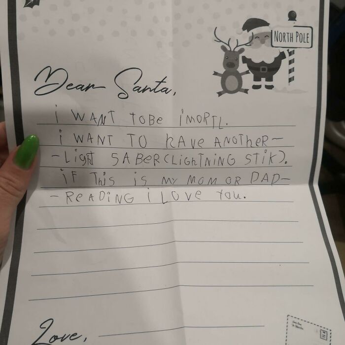 My Son's Letter Santa. I Think He Knows