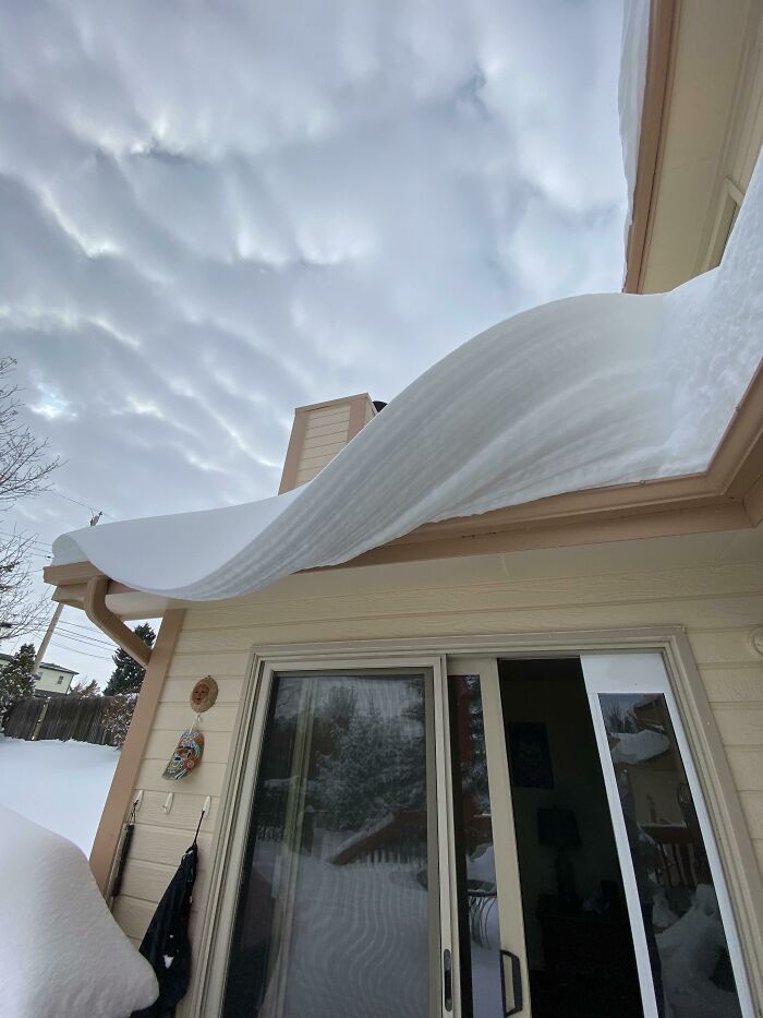 Took This Picture Of The Snow Wave On My Roof Today