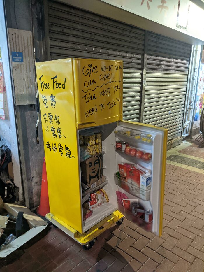 Came Across This Fridge Full Of Free Food In Hong Kong