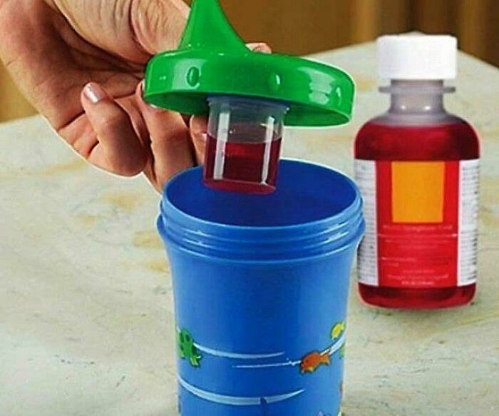There Is A Sippy Cup Designed To Trick Kids Into Taking Their Medicine Without A Fuss. The Cup Offers A Secret Compartment Directly Under The Lid, So The Medicine Goes Down First, Followed By Their Favourite Juice.