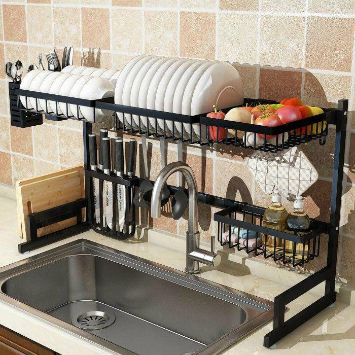 A Self-Standing Over-Sink Dishes Rack