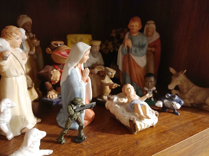 Day Five Of Sneaking Things Into The Nativity Scene Until Someone Notices