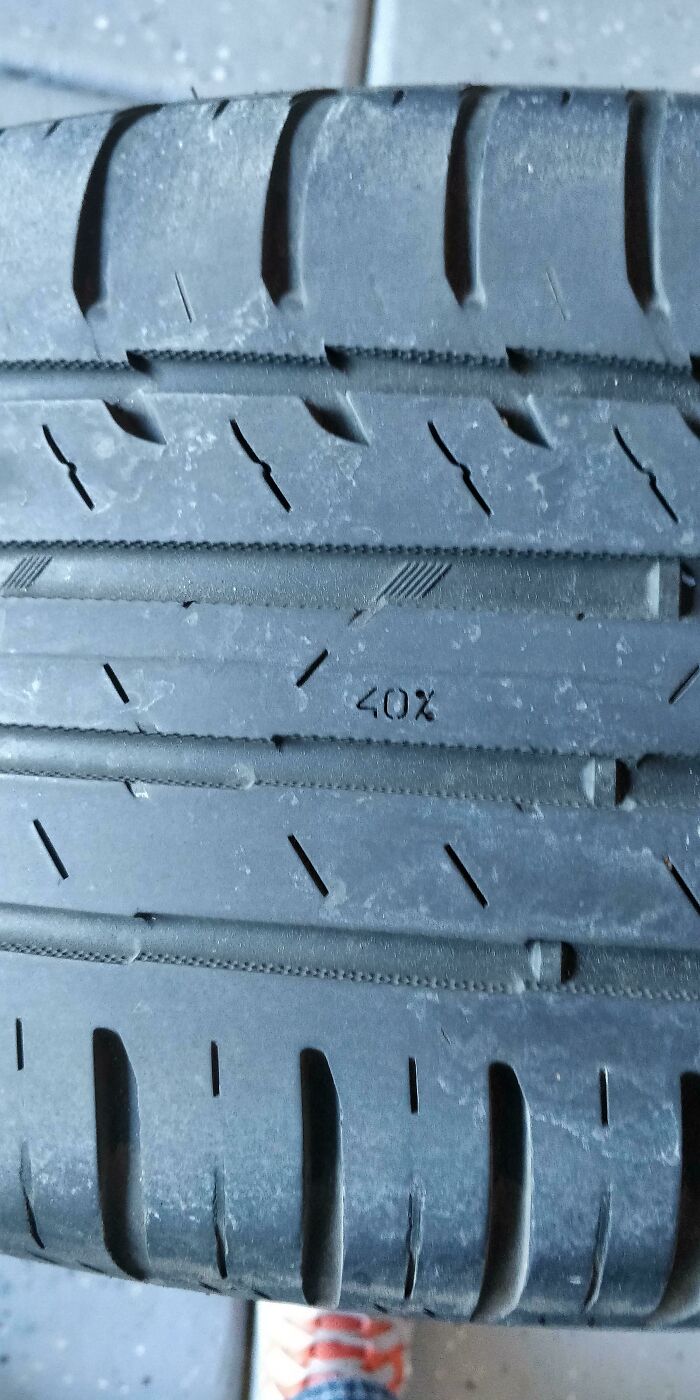 My Tires Have Percentages Cast Into The Rubber That Slowly Appear The More Miles You Drive So You Know How Much Tread Depth Is Remaining.