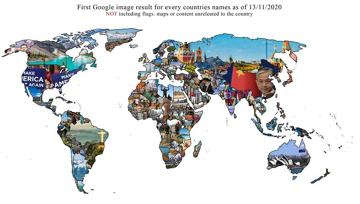 A Map I Made Of Every Image That Came Up First When I Searched Each Country's Name