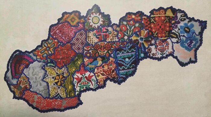 Map Of Slovakia's Regions, Illustrated With Local Embroidery