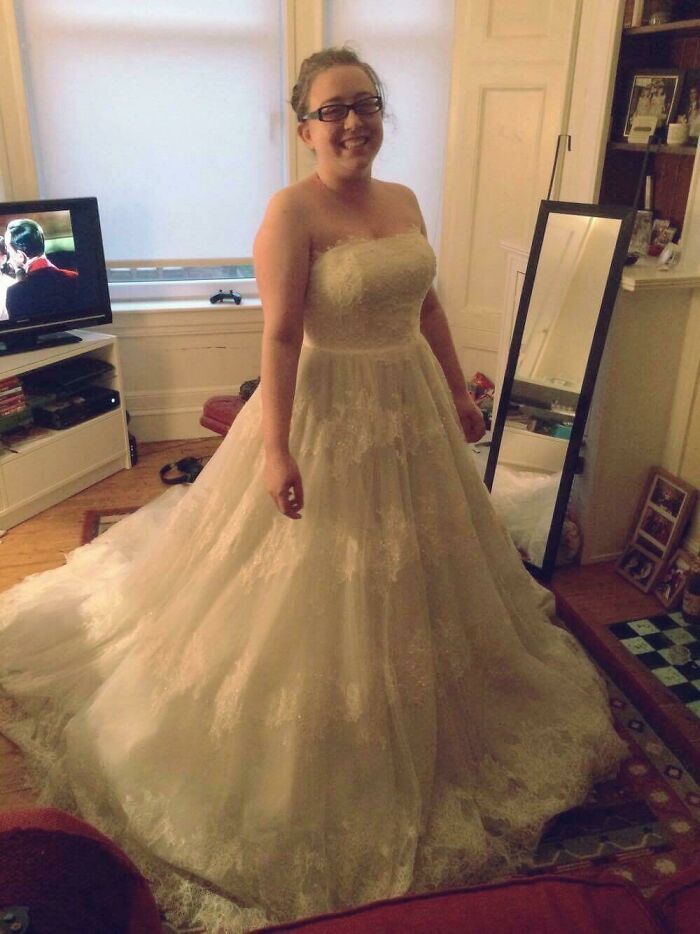 My Friend Guided Me To A Charity Shop That Had A Donation Of Brand New Wedding Dresses From A Boutique; This Had £1595 On The Tag. I Got It For £25 And It Fits Like A Glove