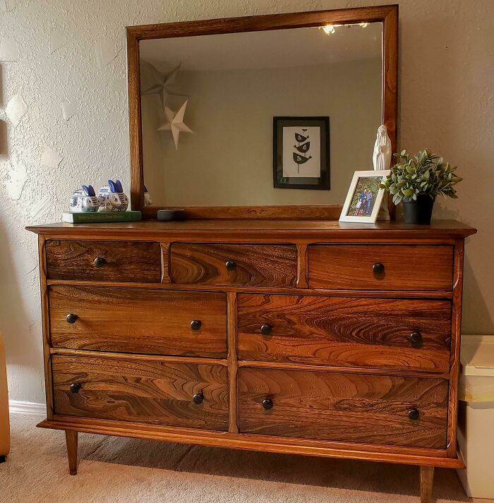 $9 Thrifted Walnut Dresser For My Daughter's Room. Definitely One Of My Favorite Finds