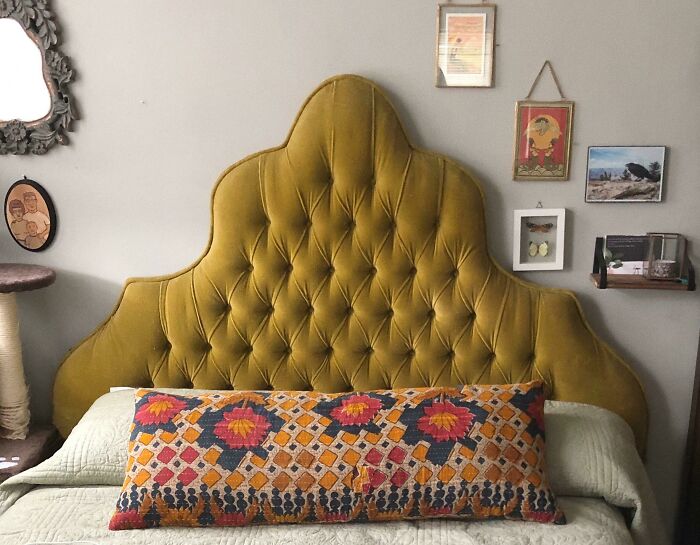 Glorious Velvet Headboard I Scored For $30! My Local Peddlers Mall Is A Gift From The Gods