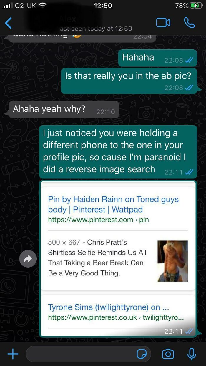 From A While Ago, Guy I Met On A Dating Site Tried To Pass As Chris Pratt Abs